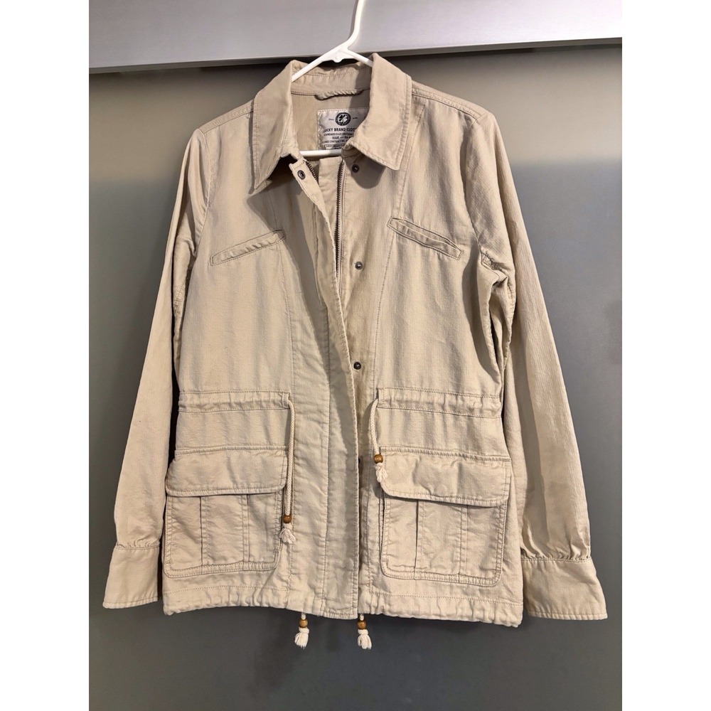 Lucky Brand Shirt Men Zip Up‎ Jacket Size Medium Khaki